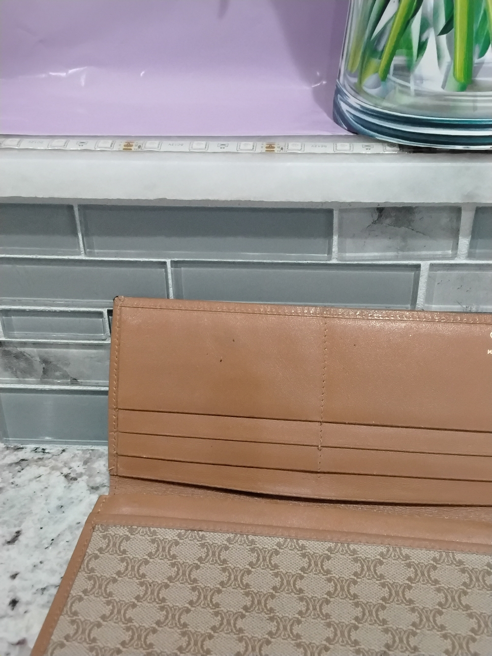 Vintage Celine Triomphe Canvas Long Wallet with Tan Trim - Picture 6 of 16